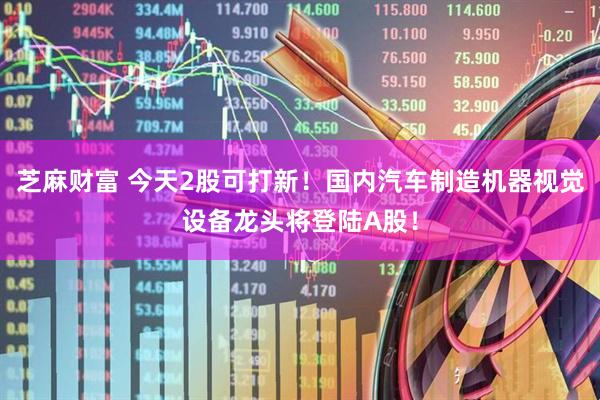 芝麻财富 今天2股可打新！国内汽车制造机器视觉设备龙头将登陆A股！