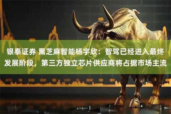 银泰证券 黑芝麻智能杨宇欣：智驾已经进入最终发展阶段，第三方独立芯片供应商将占据市场主流
